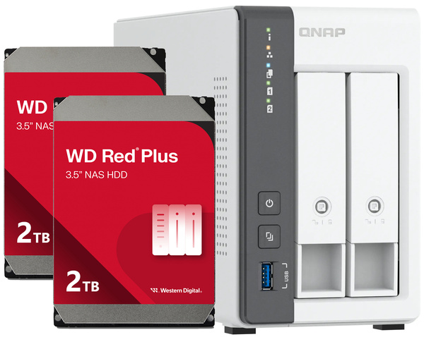 Serwer NAS Qnap TS-216G 4TB (2x2TB) WD RED Plus / 4GB RAM