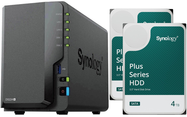 Serwer NAS Synology DiskStation DS224+ 8TB (2x4TB) Synology HAT3300-4T
