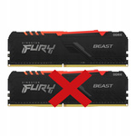 Pamięć RAM Kingston 8GB Fury Beast RGB DDR4 3600MHz CL17 (KF436C17BBAK2/16) Niekompletny!