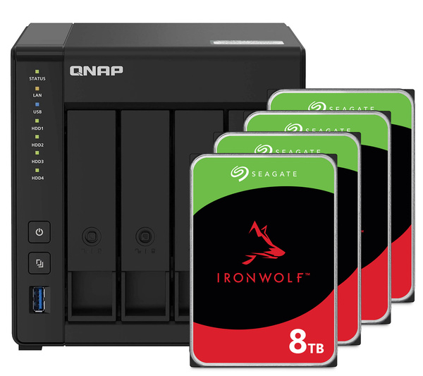Serwer NAS Qnap TS-451D2 32TB (4x8TB) Seagate IronWolf / 8GB RAM
