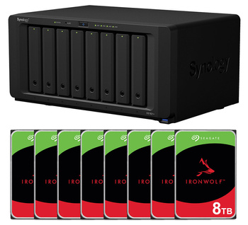 Serwer NAS Synology DiskStation DS1821+ 64TB (8x8TB) Seagate IronWolf HDD