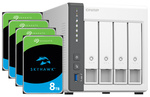 Serwer NAS Qnap TS-433 32TB (4x8TB) Seagate SkyHawk AI / 4GB RAM