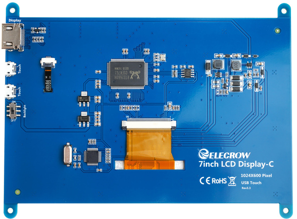 Ekran dotykowy ELECROW do Rasberry PI 7" 1024x600 px USZKODZONY