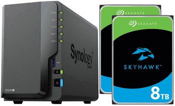 Serwer NAS Synology DiskStation DS224+ 16TB (2x8TB) Seagate SkyHawk AI