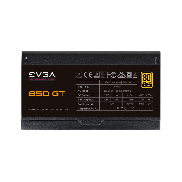 Zasilacz modularny EVGA 220-GT-0850-Y1 850W 24-pin ATX Czarny (220-GT-0850-Y1)