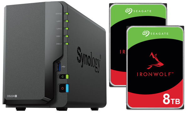 Serwer NAS Synology DiskStation DS224+ 16TB (2x8TB) Seagate IronWolf