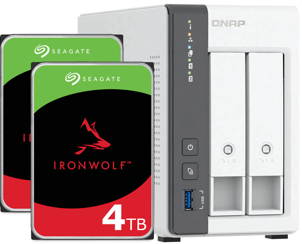 Serwer NAS Qnap TS-216G 8TB (2x4TB) Seagate IronWolf / 4GB RAM