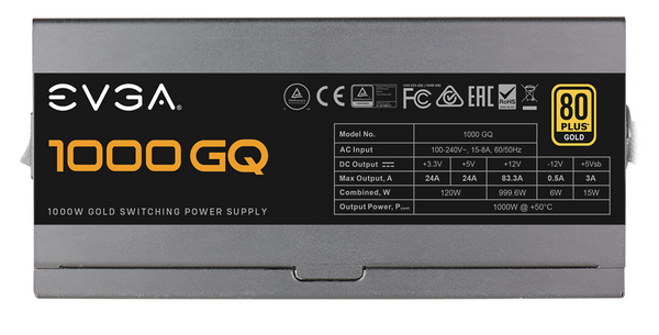 Modularny zasilacz ATX EVGA 1000 GQ 80 Plus Gold 1000W (210-GQ-1000-V2) (U)