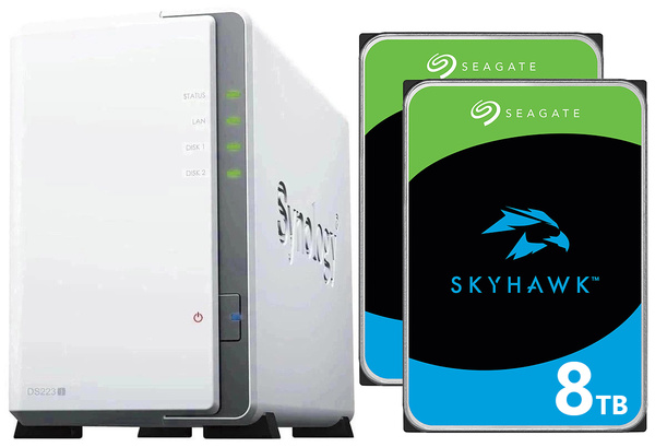 Serwer NAS Synology Diskstation DS223j 16TB (2x8TB) Seagate SkyHawk