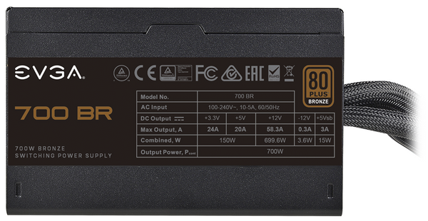 Modularny zasilacz ATX EVGA 700 BR 80 Plus Bronze 700W (100-BR-0700-K2) (U)