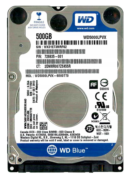 DYSK HDD 2.5 WD BLUE WD5000LPVX 500GB