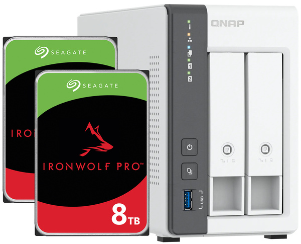Serwer NAS Qnap TS-216G 16TB (2x8TB) Seagate IronWolf PRO / 4GB RAM
