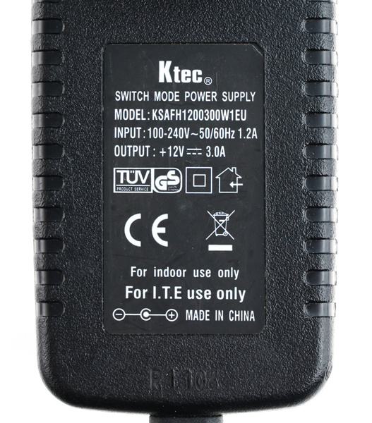 Oryginalny zasilacz Ktec KSAFH1200300W1EU / 36W / 12V~3.0A / 5.5mm x 2.1mm (U)