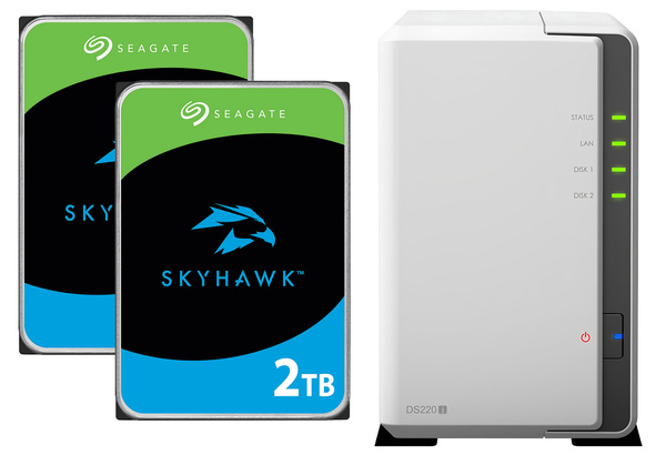 Serwer NAS Synology Diskstation DS220j + 4TB (2x2TB) Seagate SkyHawk HDD