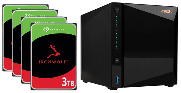 Serwer plików NAS Asustor Drivestor 4 Pro AS3304T 12TB HDD (4x3TB)