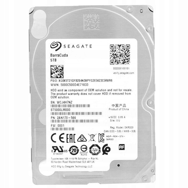 Dysk HDD 2.5" Seagate Barracuda ST5000LM000 5TB 5400RPM SATA III uszkodzony