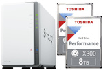 Serwer NAS Synology Diskstation DS223j 16TB (2x8TB) Toshiba X300 HDD