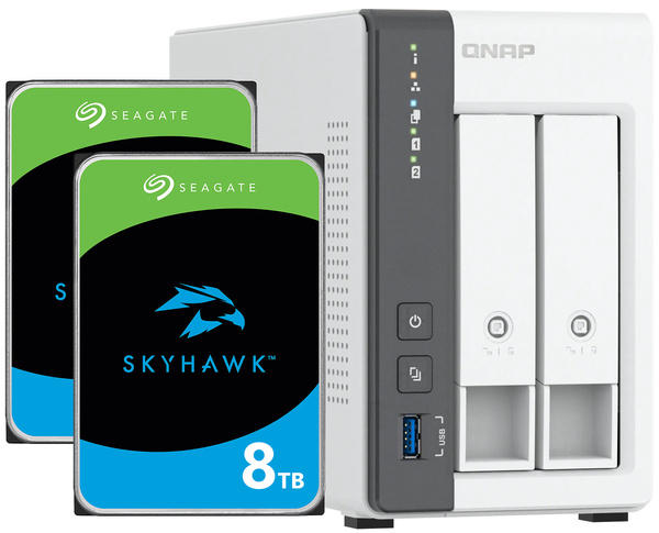 Serwer NAS Qnap TS-216G 16TB (2x8TB) Seagate SkyHawk AI / 4GB RAM