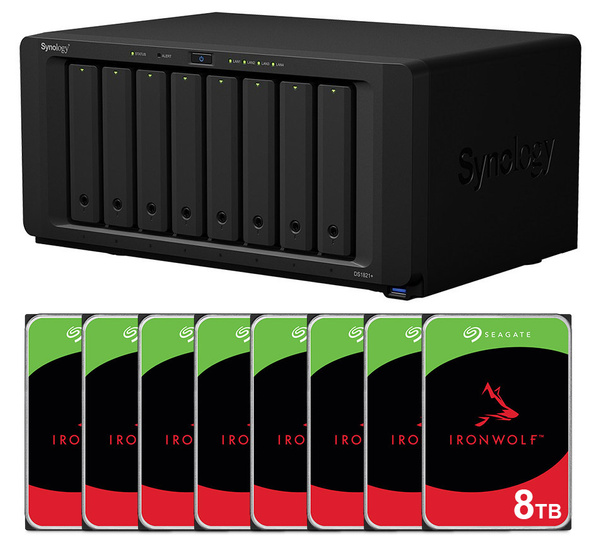 Serwer NAS Synology DiskStation DS1821+ 64TB (8x8TB) Seagate IronWolf HDD