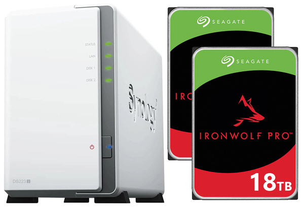 Serwer NAS Synology Diskstation DS223j 36TB (2x18TB) Seagate IronWolf PRO