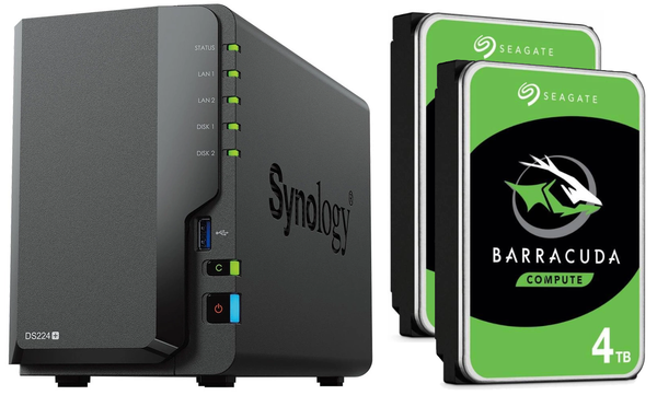 Serwer NAS Synology DiskStation DS224+ 8TB (2x4TB) Seagate BarraCuda 