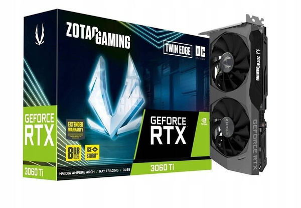 Karta graficzna ZOTAC GAMING GeForce RTX 3060 Ti Twin Edge OC LHR 8 GB (ZT-A30610H-10MLHR) USZKODZONA