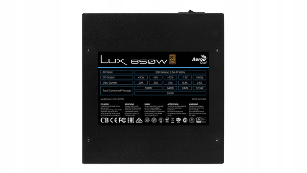 Zasilacz ATX Aerocool LUX 850W ACP-L850ND (AEROLUX-850-80BRONZE)