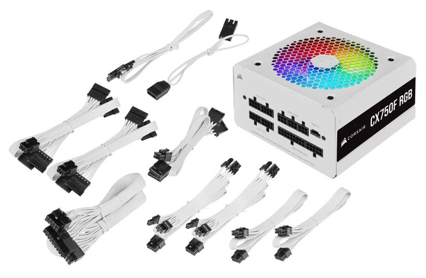 Modularny zasilacz ATX Corsair CX750F RGB White 80 Plus Brozne 750W (CP-9020227-EU) (U)