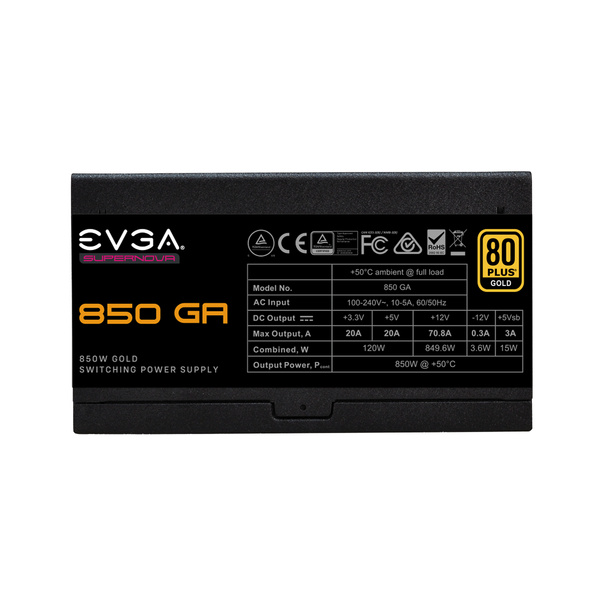 Zasilacz EVGA SuperNOVA 850 GA 850 W 80 PLUS Gold (220-GA-0850-X2)