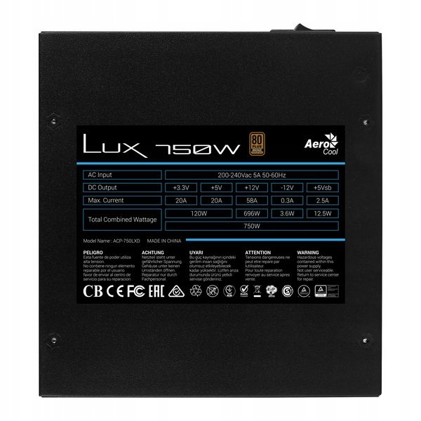 AEROCOOL PGS LUX 750W 80+ Bronze PSU (LUX 750W)