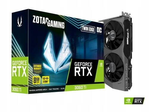 Karta graficzna ZOTAC GAMING GeForce RTX 3060 Ti Twin Edge OC LHR 8 GB (ZT-A30610H-10MLHR) USZKODZONA