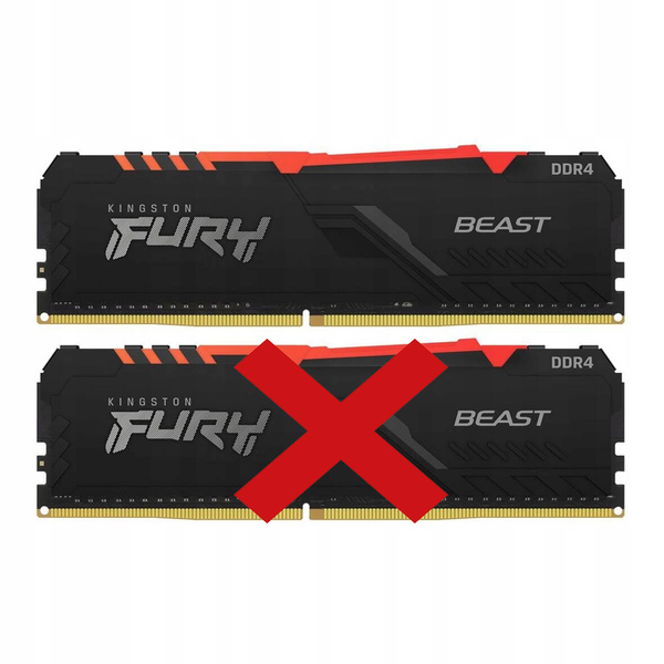 Pamięć RAM Kingston 8GB Fury Beast RGB DDR4 3600MHz CL17 (KF436C17BBAK2/16) Niekompletny!