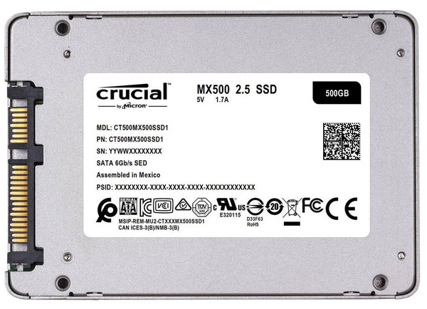 Dysk SSD 2.5 cala Crucial MX500 500GB (CT500MX500SSD1)