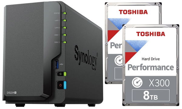 Serwer NAS Synology DiskStation DS224+ 16TB (2x8TB) Toshiba Performance X300