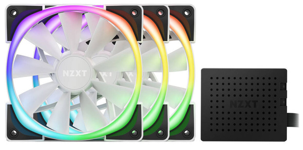 Zestaw trzech wentylatorów NZXT AER RGB 2 (białe) 120mm + dedykowany kontroler (HUB) NZXT