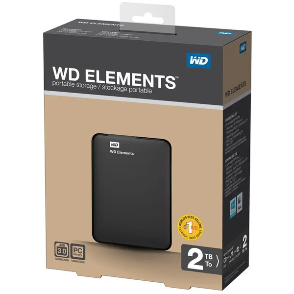 Dysk zewnętrzny HDD Western Digital Elements Portable 2TB (WDBU6Y0020BBK-EESN)USZKODZONY