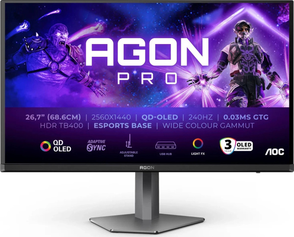 Monitor AOC AGON PRO AG276QZD2 26,7" 2K QD-OLED 240Hz 0,03ms Gamingowy (AG276QZD2)