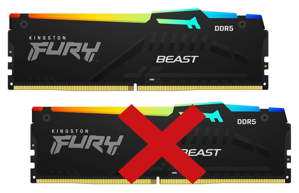 PAMIĘĆ RAM KINGSTON FURY BEAST RGB 16GB (1x16GB) DDR5 5200MHz CL40 Niekompletne