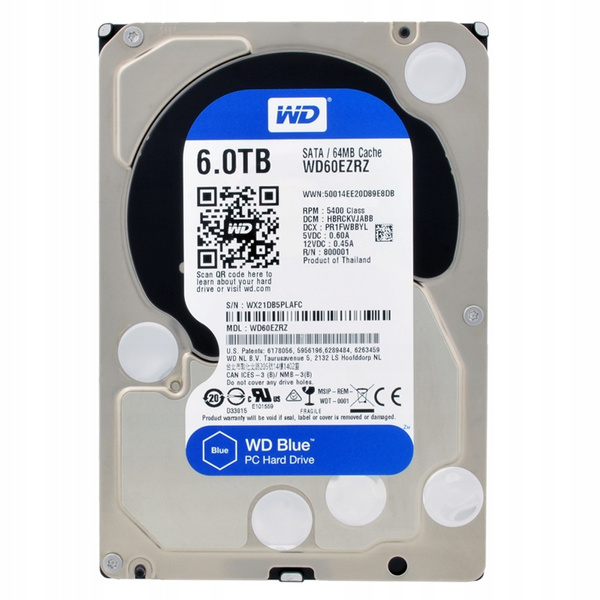 Dysk twardy Western Digital Blue WD60EZRZ 6TB SATA III 3,5" USZKODZONY