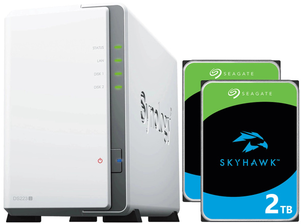 Serwer NAS Synology Diskstation DS223j 4TB (2x2TB) Seagate Skyhawk