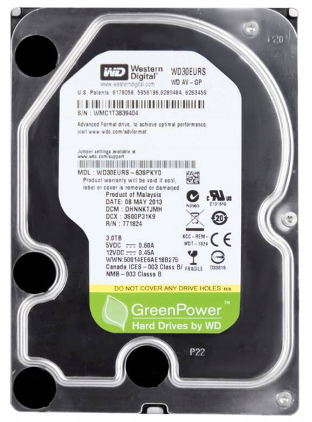 Dysk HDD WD AV-GP GreenPower 3TB 3.5" SATA II (WD30EURS) USZKODZONY