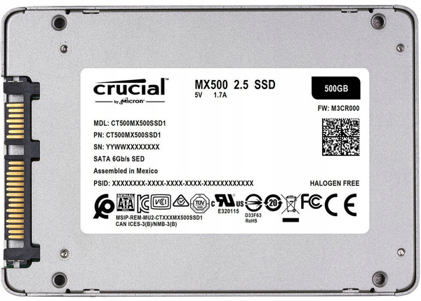 Dysk SSD Crucial MX500 500GB 2,5" SATA III  USZKODZONY (CT500MX500SSD1)