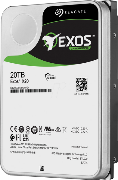 Dysk HDD 3.5" Seagate Exos X20 ST20000NM007D 20TB SATA Uszkodzony