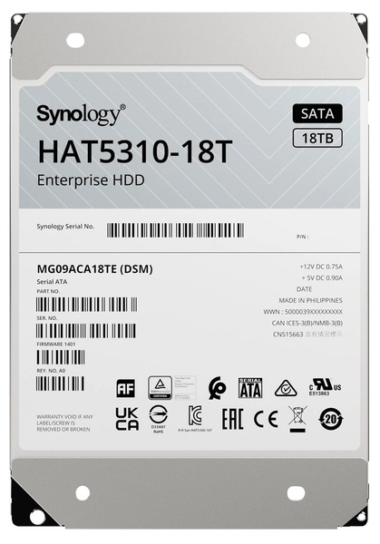 Dysk HDD 3.5 Synology HAT5310-18T MG09ACA18TE (DSM) 18TB 7200RPM SATA III