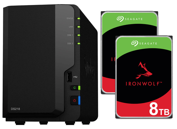 Serwer NAS Synology Diskstation DS218 + 16TB (2x8TB) Seagate IronWolf HDD