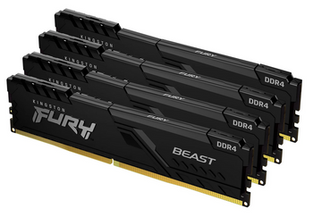 Pamięć RAM Kingston FURY Beast DDR4 128GB (4 x 32GB) 3200 CL16 Czarny (KF432C16BBK4/128) USZKODZONY