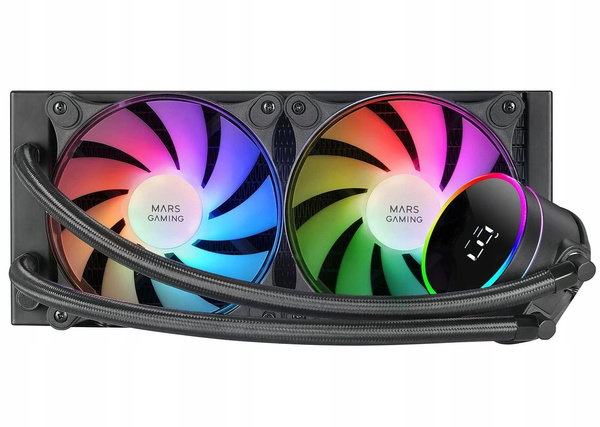Chłodzenie wodne 240mm Mars Gaming ML-LCD240 2x120mm 500W TDP (U) (W) (ML-LCD240)