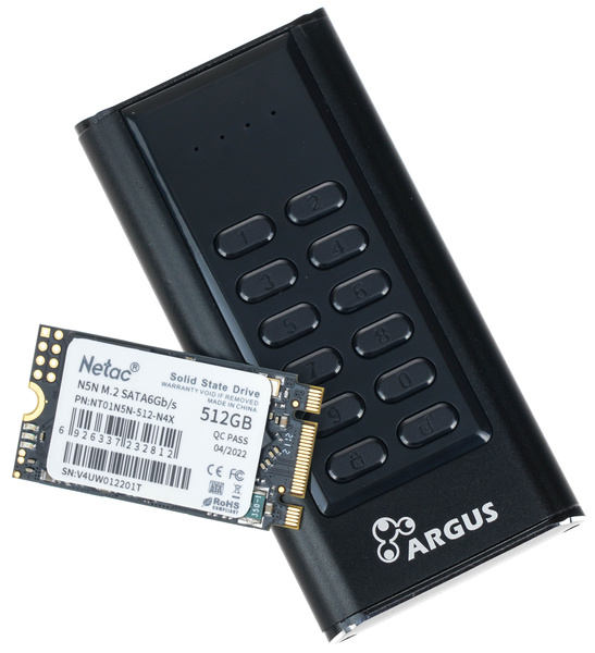 Szyfrowany dysk przenośny SSD 512GB Argus GD-MSLK01 USB 3.0 (Netac NT01N5N-512-N4X)