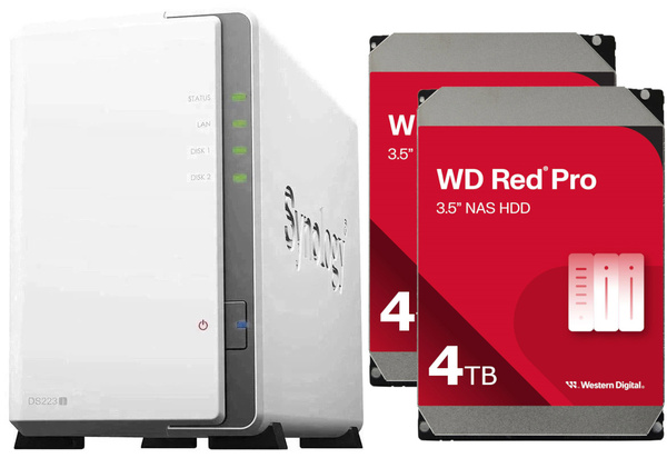 Serwer NAS Synology Diskstation DS223j 8TB (2x4TB) WD RED PRO