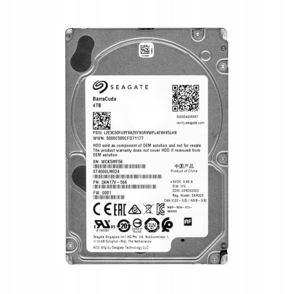 Dysk HDD Seagate BarraCuda 4TB 2.5" SATA III (ST4000LM024) USZKODZONY